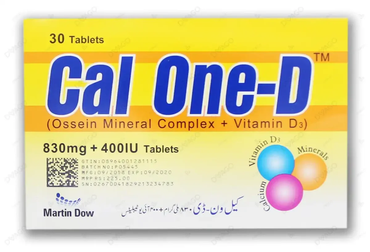Cal One-D Tablets 830Mg/400Iu (1 Strip = 10 Tablets) - Image 1