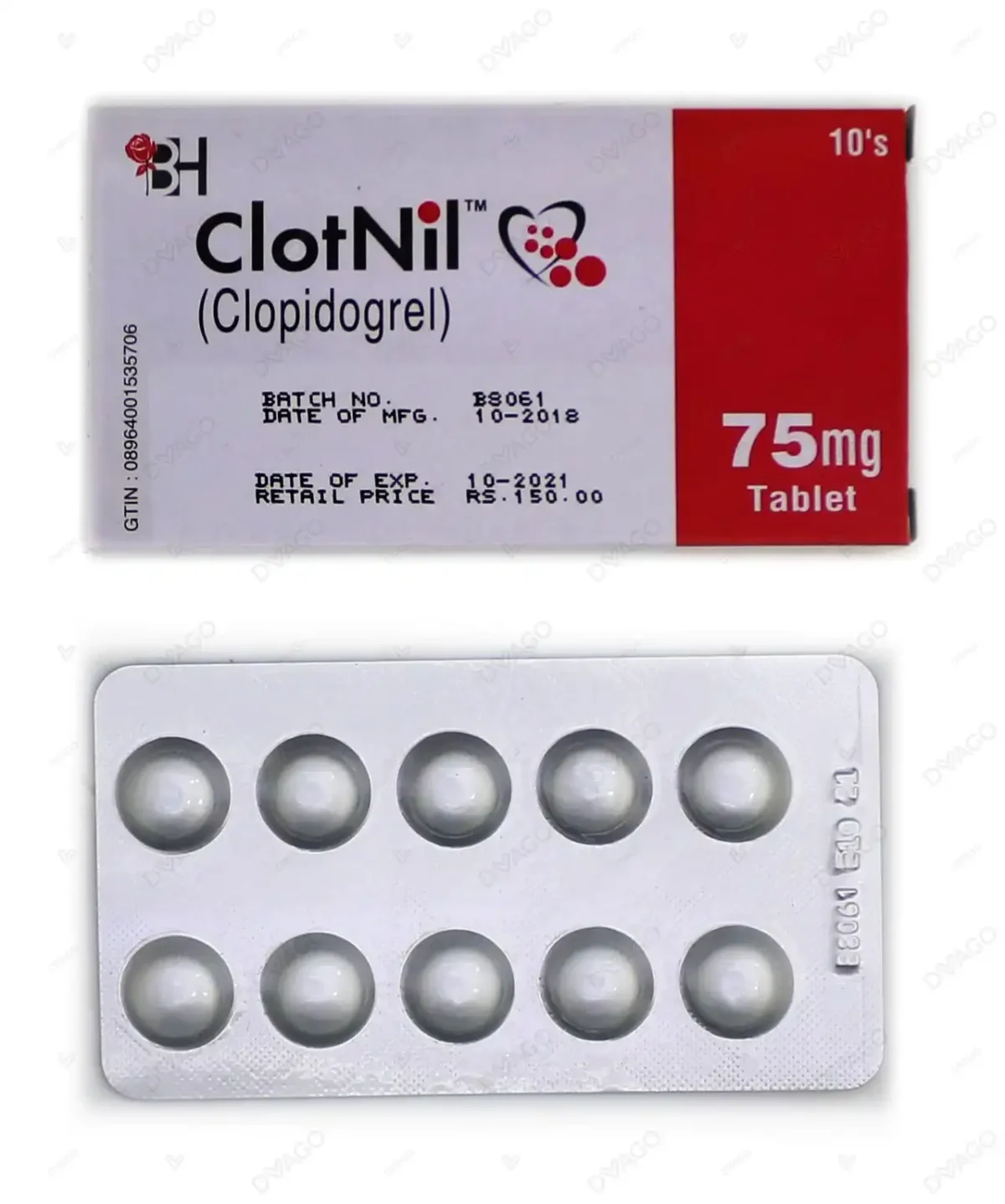Clotnil Tablets 75Mg (1 Box = 1 Strip)(1 Strip = 10 Tablets) - Image 1