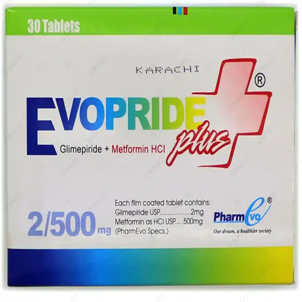 Evopride Plus Tablets 2/500Mg (1 Strip = 10 Tablets)