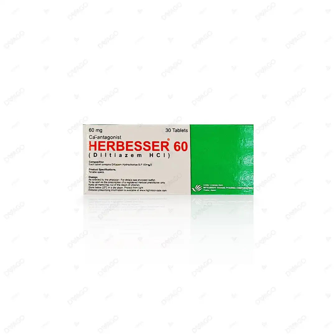 herbesser 60 mg tablet Herbesser Tablets 60Mg (1 Strip = 10 Tablets) - Image 1